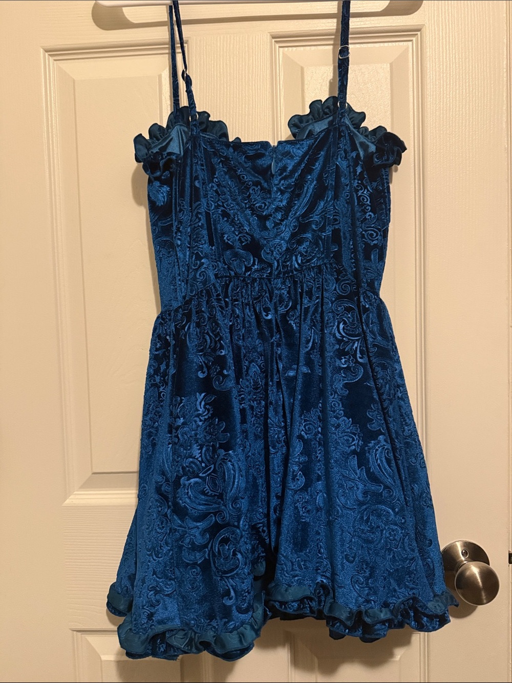 Blue Velvet Lace-Up Corseted party dress - Picture 2 of 3